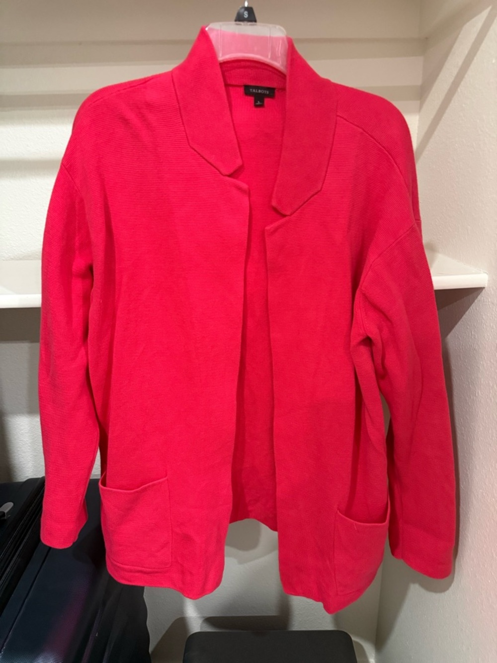 Talbots Hot Pink Open-Front Cardigan with Pockets